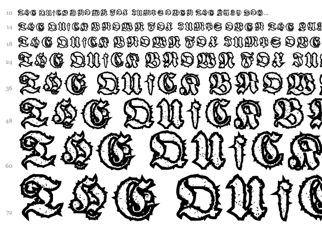 Woodcutter Gothic Drama font waterfall